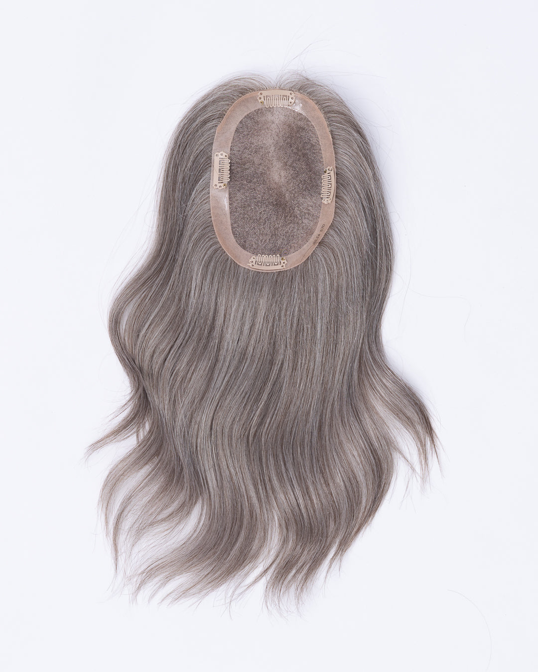14" MINI Natural Grey European Hair Topper - #670