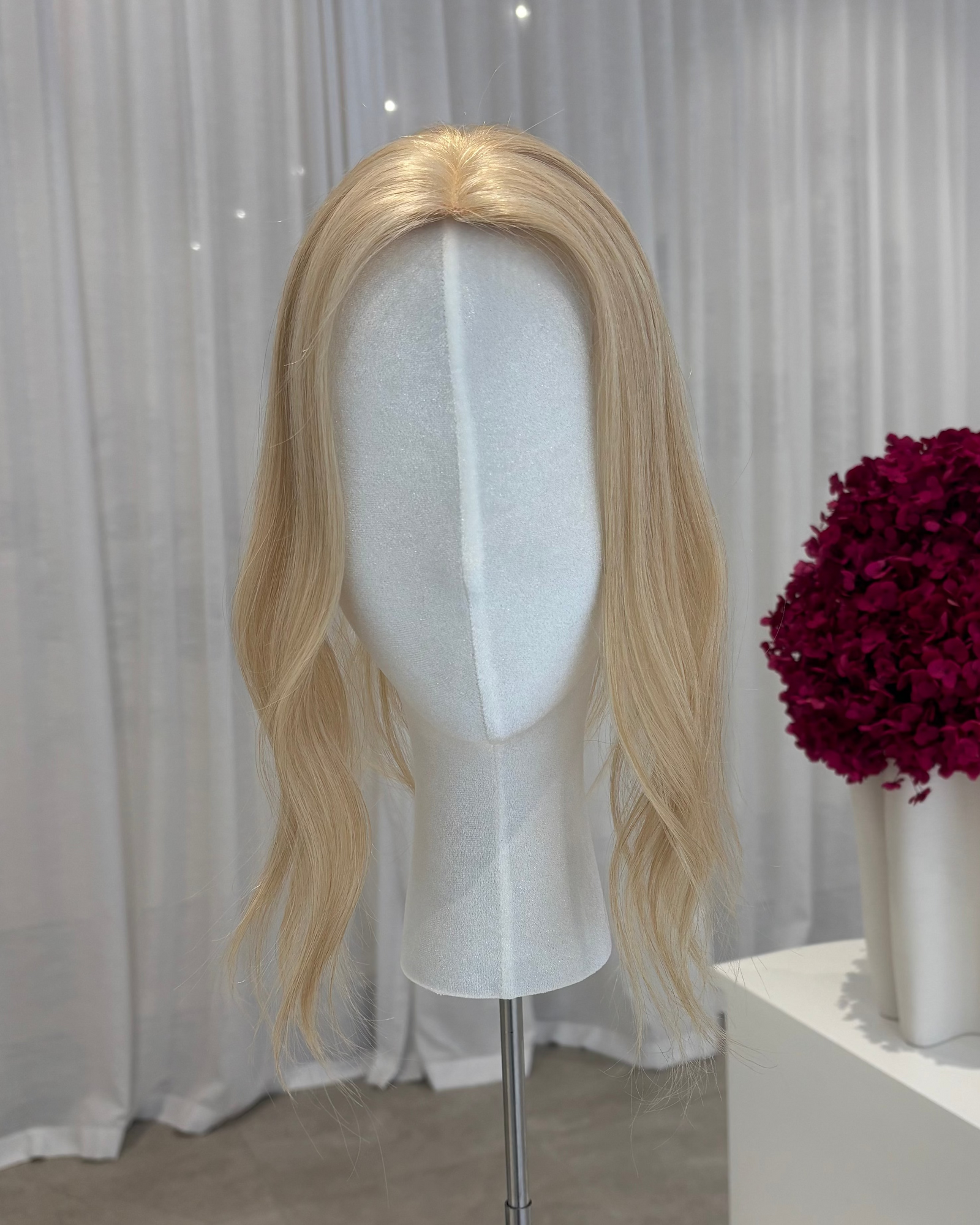 14" MICRO Luxury European Human Hair Topper - #24 Light Golden Blonde