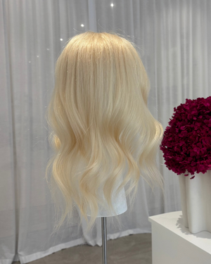 14" MICRO Luxury European Human Hair Topper - #613 Platinum Blonde