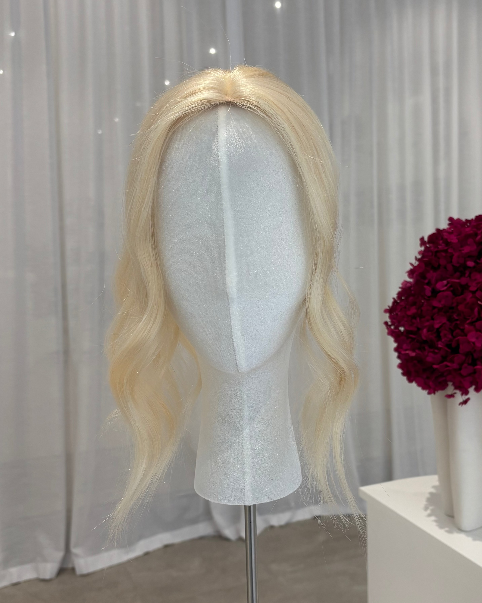 14" MICRO Luxury European Human Hair Topper - #613 Platinum Blonde