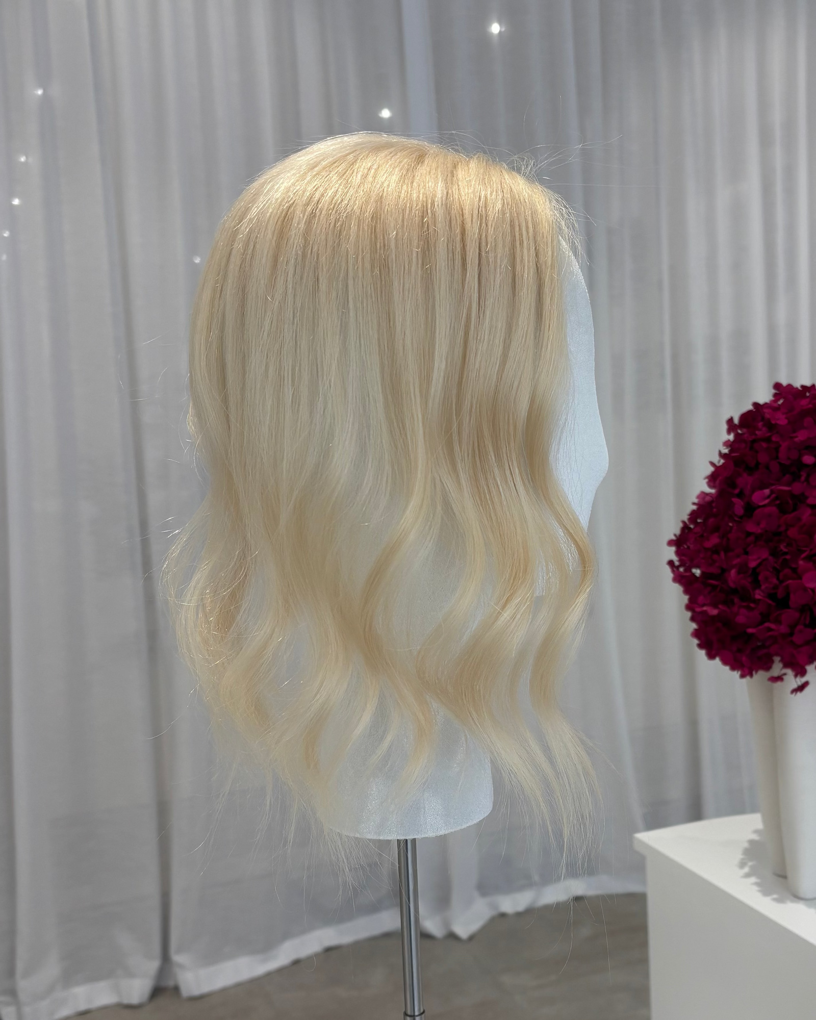 14" MICRO Luxury European Human Hair Topper - #613 Platinum Blonde