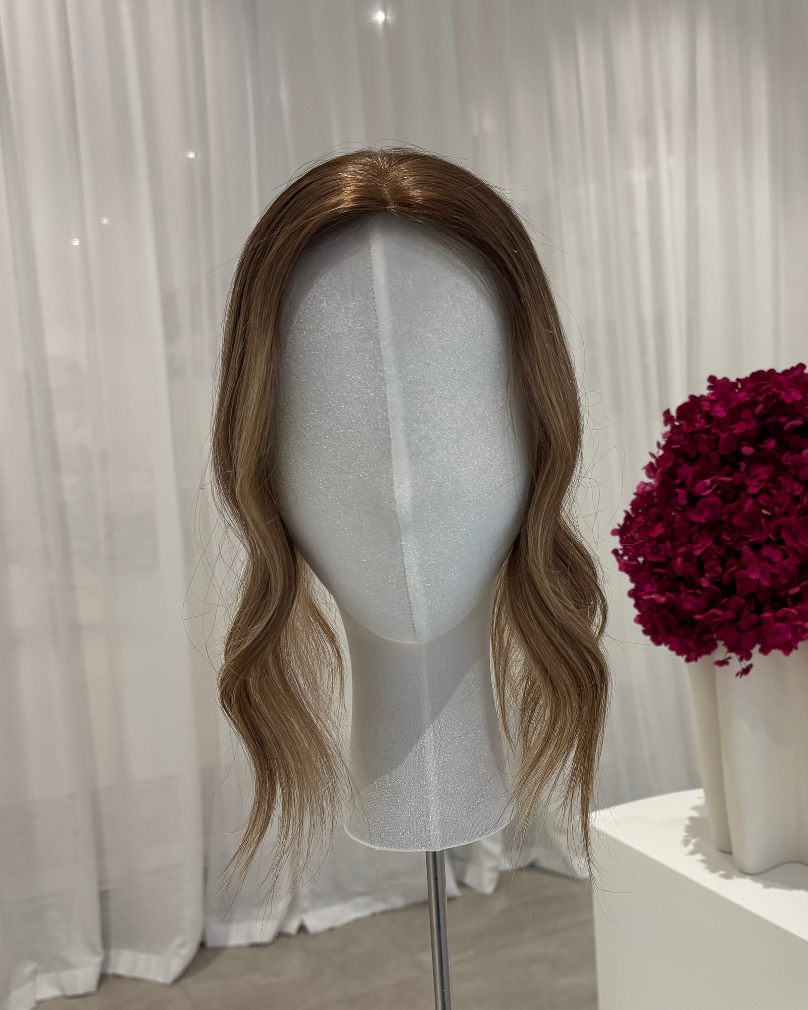 14" MICRO Luxury European Human Hair Topper - #8 Light Brown + Balayage