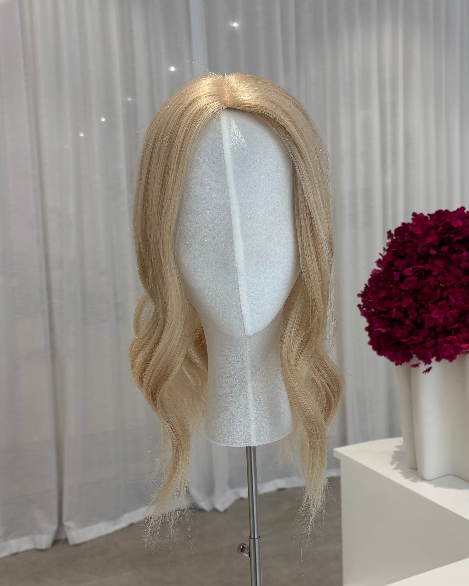 16" MIDI Luxury European Human Hair Topper - #24 Light Golden Blonde