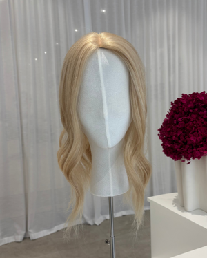 16" MIDI Luxury European Human Hair Topper - #24 Light Golden Blonde