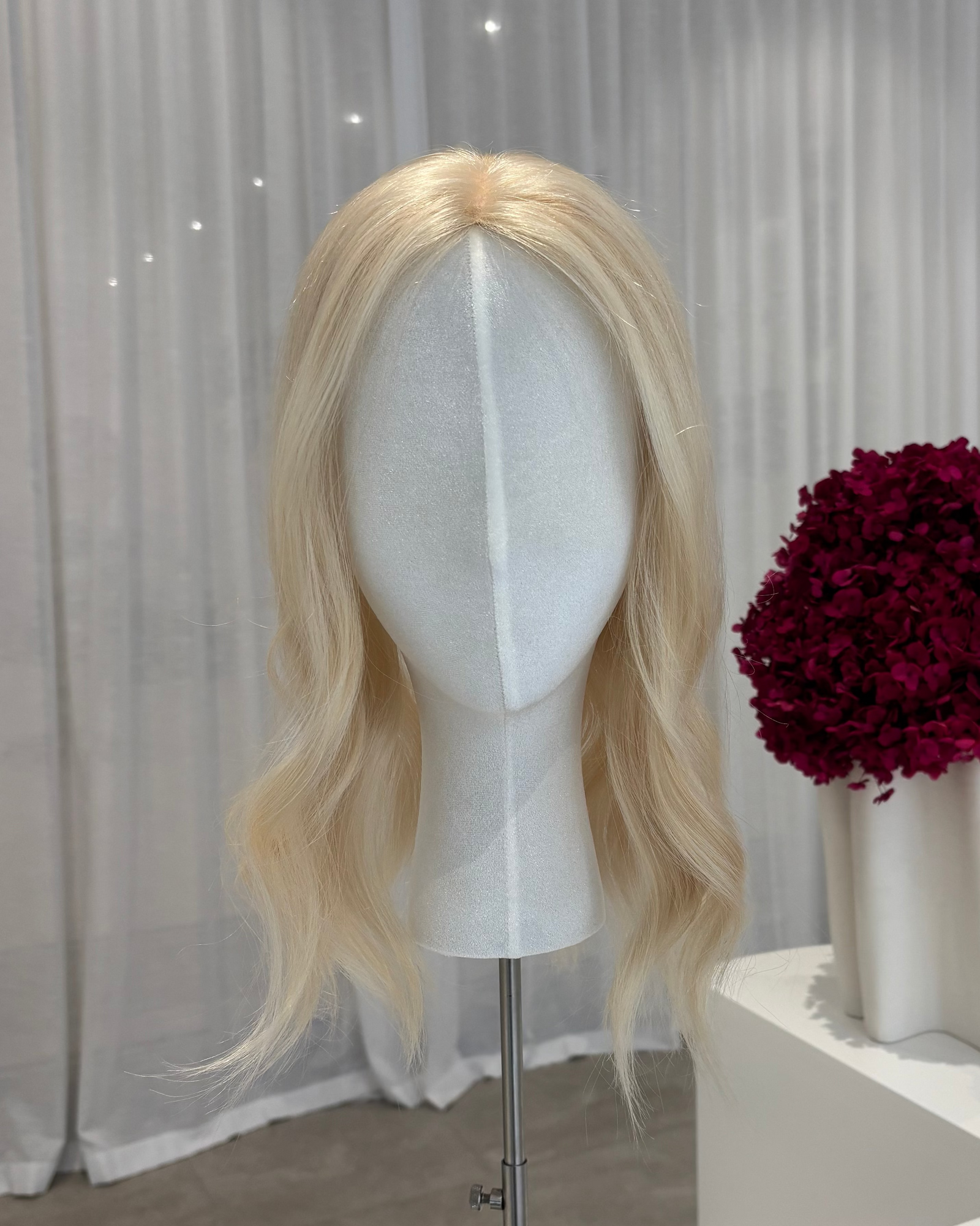 16" MIDI Luxury European Human Hair Topper - #613 Platinum Blonde
