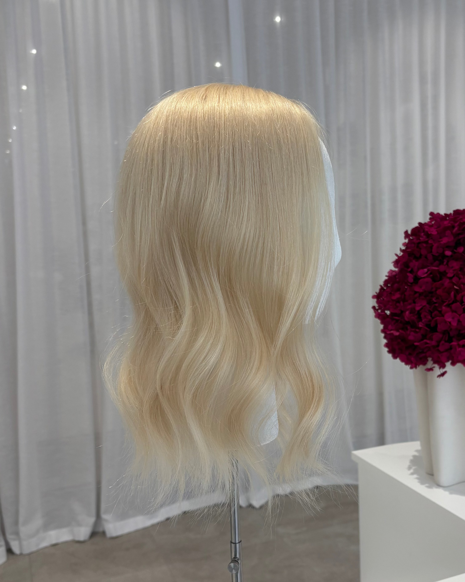 16" MIDI Luxury European Human Hair Topper - #613 Platinum Blonde