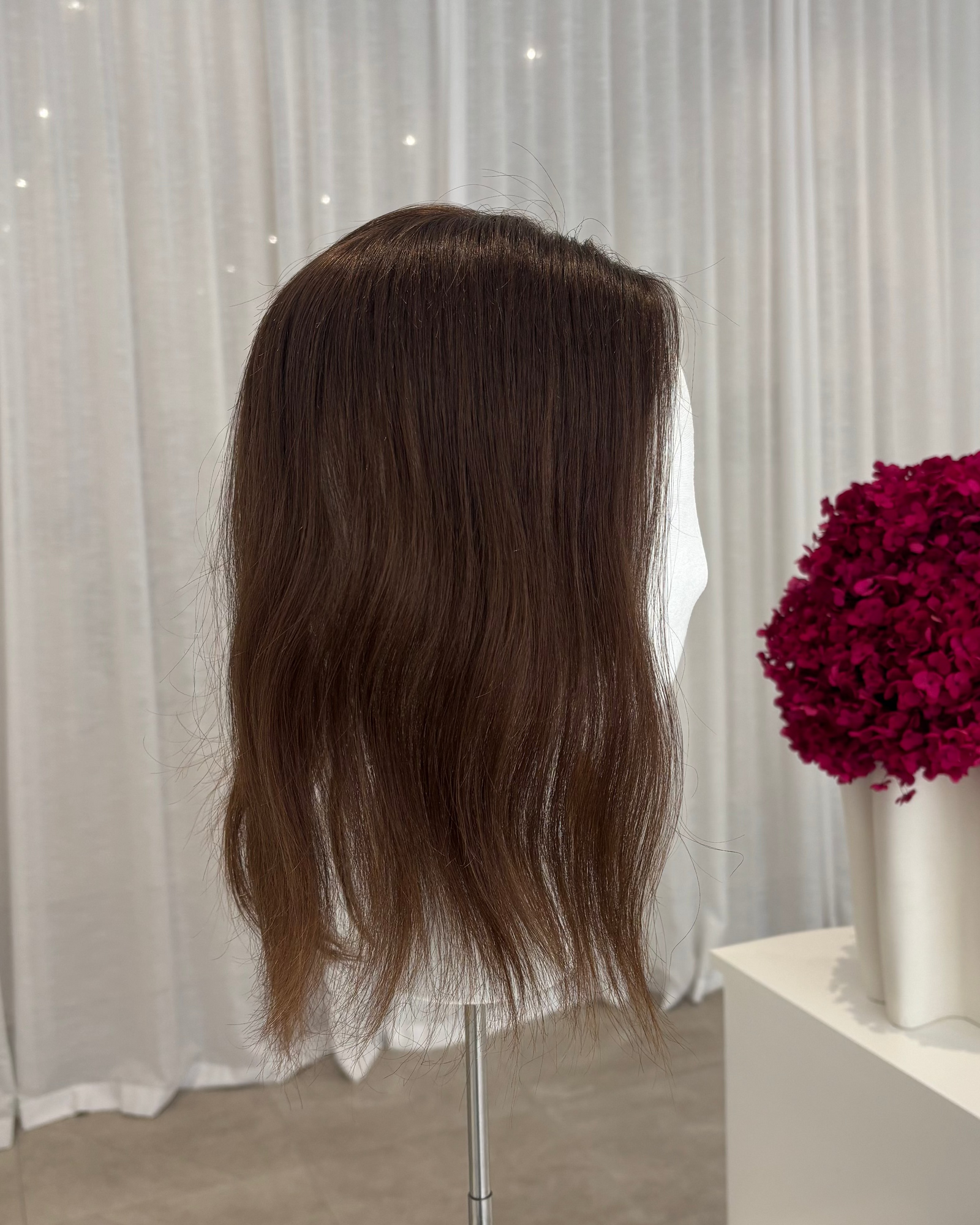 14" MINI Luxury European Human Hair Topper - #6 Medium Brown