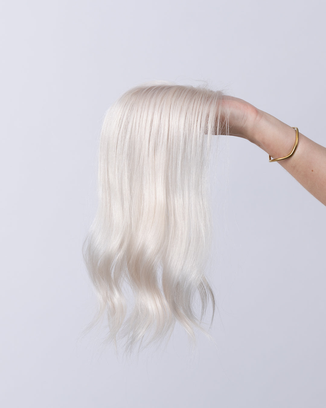 14" Micro Natural Grey European Hair Topper - White