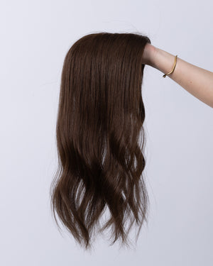 20" MINI Remy Human Hair Topper - #6 (Medium Brown)