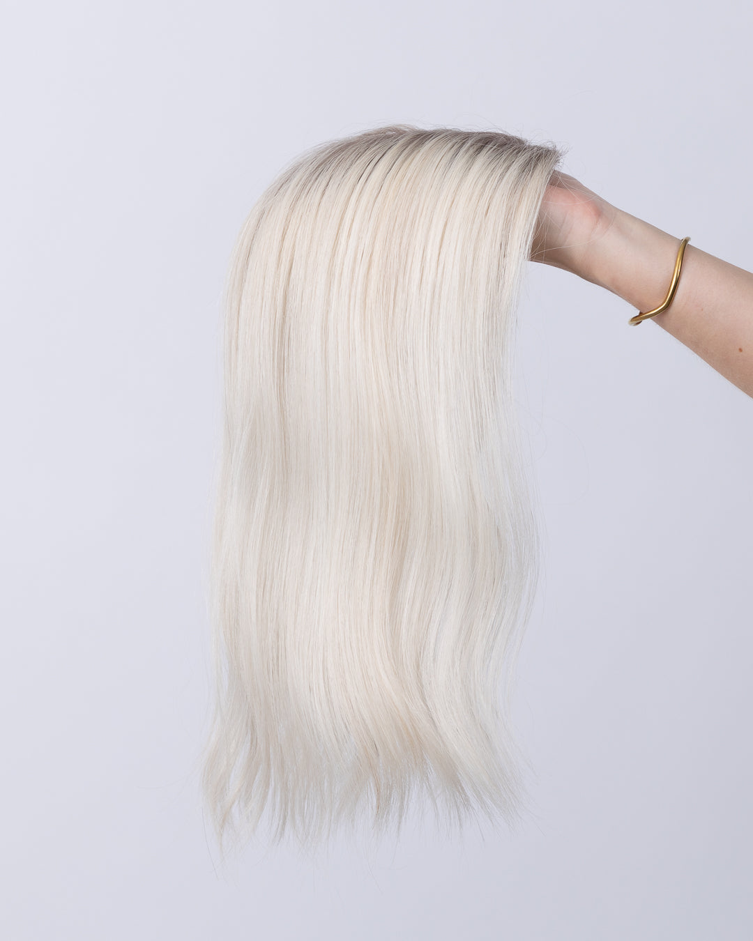 16" MINI Remy Human Hair Topper - Silver Grey