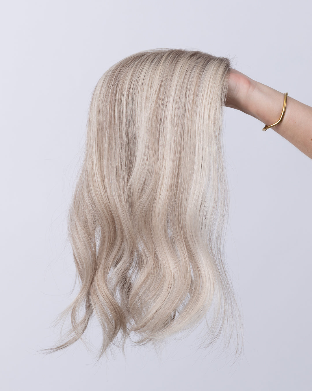 16" MINI Remy Human Hair Topper - Ash Silver Grey