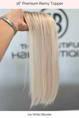 16" Premium Remy Human Hair MICRO Topper - Pick your colour