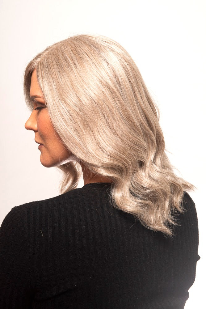 16" Natural Grey Remy Human Hair Wig Ultra Light Density