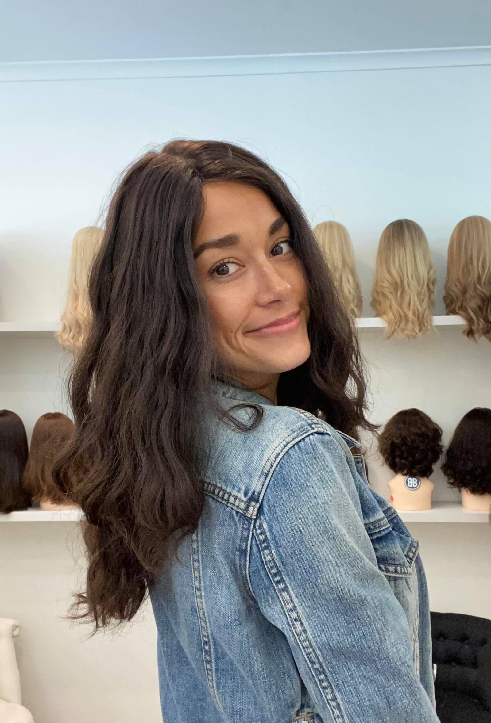 22" Premium Remy Human Hair Wig - Naturally Wavy - Dark Brown