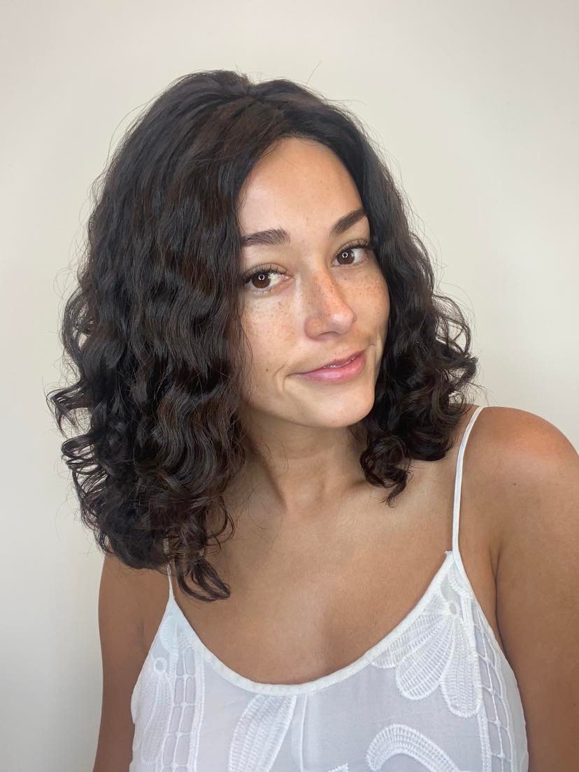 14" Luxury European Human Hair Wig - Light Density - Naturally Wavy -  Natural Black