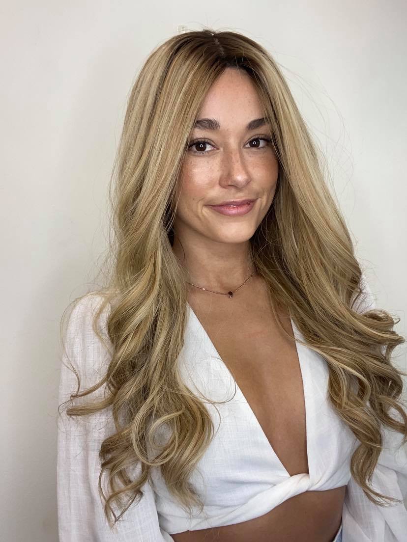 26" Premium Remy Human Hair Wig - Golden Dimensional Blonde w/roots