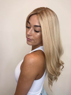 20" Premium Remy Human Hair Wig - Ultra Light Density - Light Golden Blonde