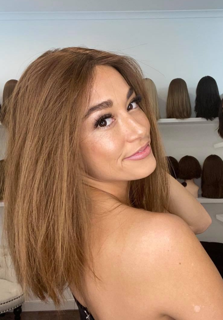 16" Premium Remy Human Hair Wig - Ultra Light Density - Auburn