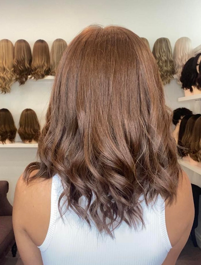 16" Premium Remy Human Hair Wig - Ultra Light -  Dark Auburn