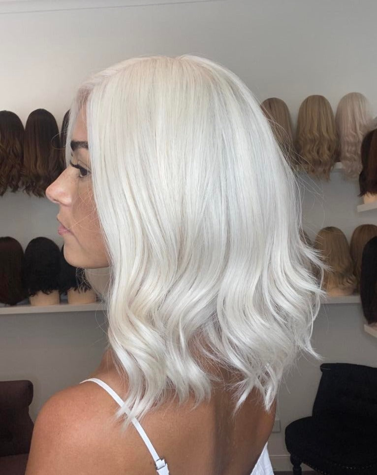 14" Premium Remy Wig - Light Density - Ice White Blonde