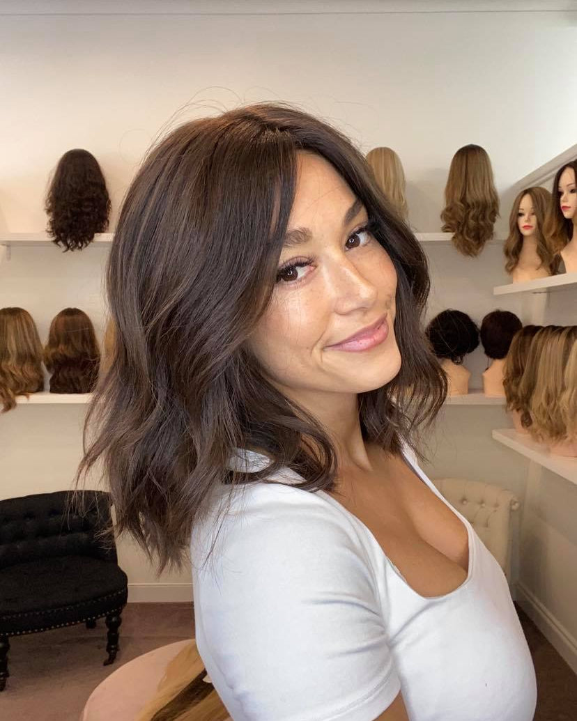 14" Luxury European Human Hair Wig - Light Density - Dark Brown #4