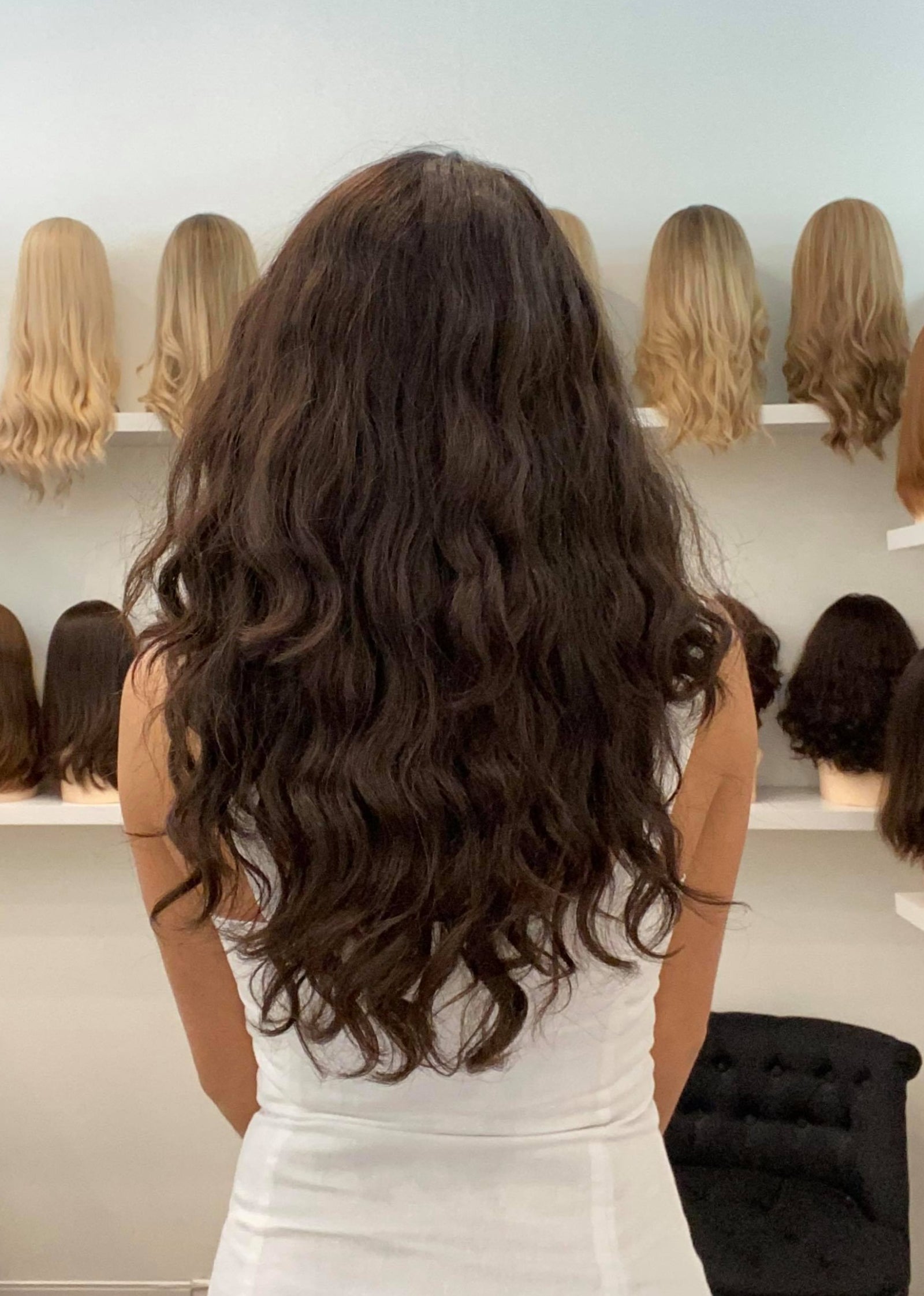 22" Premium Remy Human Hair Wig - Naturally Wavy - Dark Brown